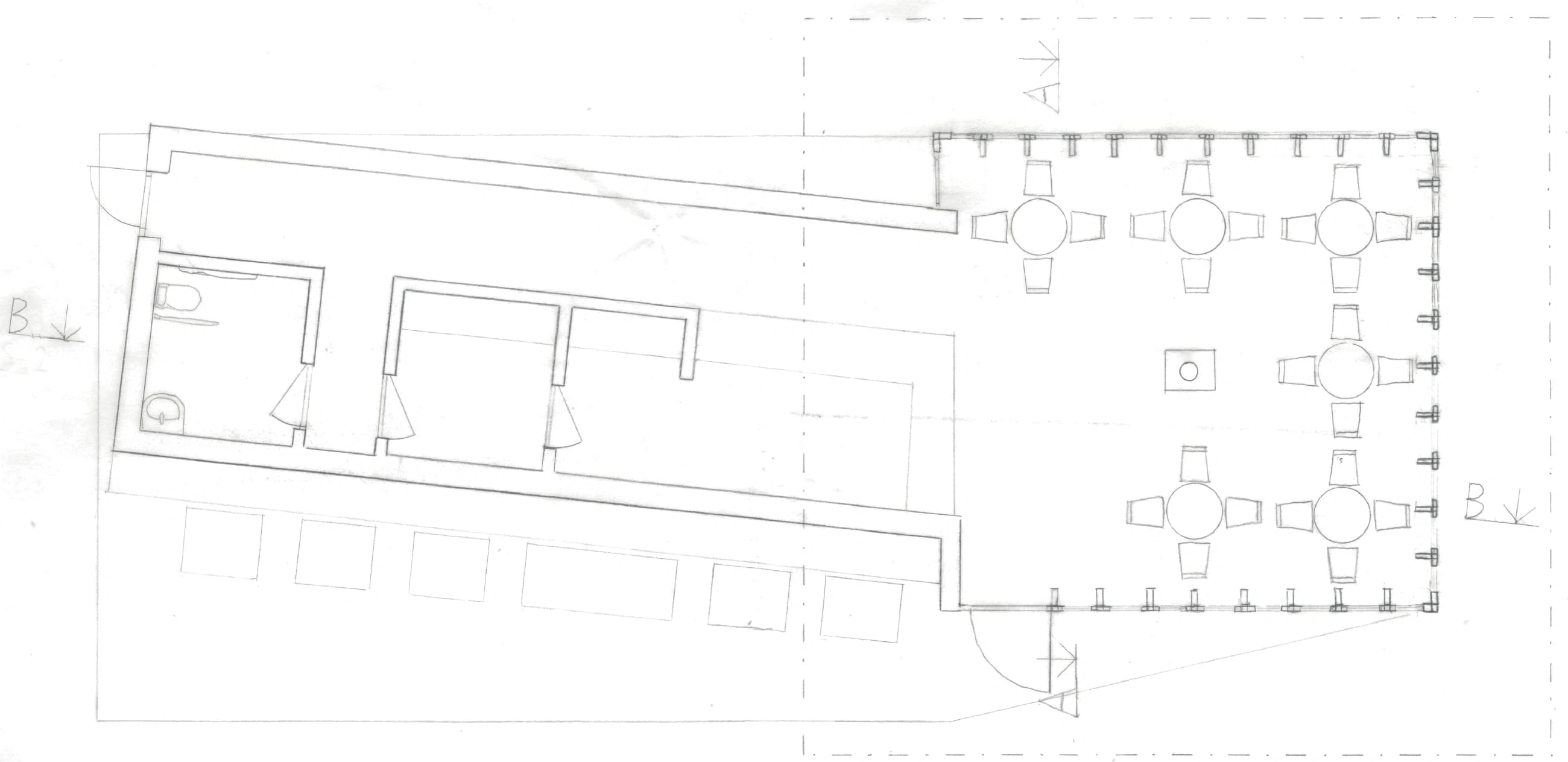 Floor plan of the café and service volume